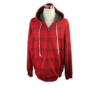 Blake Shelton X Lands End Hooded Jacket Full Zip Red Plaid XLT Tall Sherpa Lined